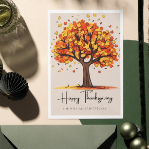 Cartes Pour Fêtes Annuelles Bon thanksgiving de vacances des arbres de chute i