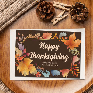 Cartes Pour Fêtes Annuelles Bon thanksgiving d'entreprise Feuilles Vintages Br