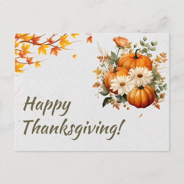 Cartes Pour Fêtes Annuelles Bon thanksgiving d'illustration d'aquarelle verte (Devant)