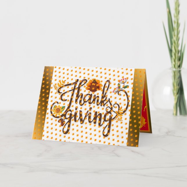 Cartes Pour Fêtes Annuelles Bon thanksgiving d'or (Devant)