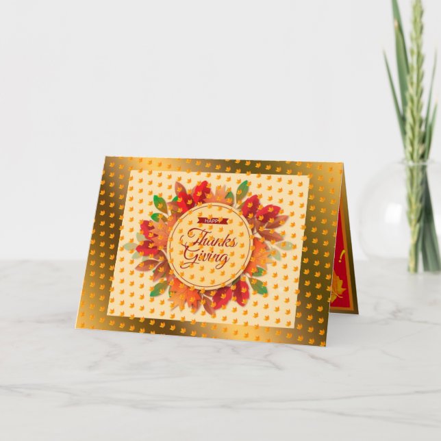 Cartes Pour Fêtes Annuelles Bon thanksgiving d'or (Devant)