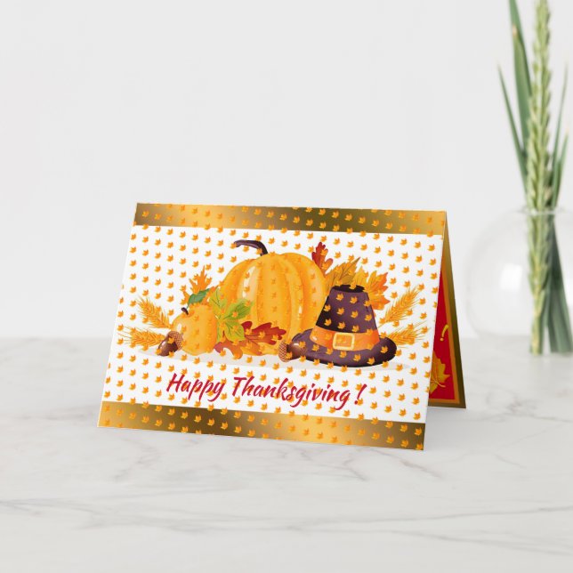 Cartes Pour Fêtes Annuelles Bon thanksgiving d'or (Devant)