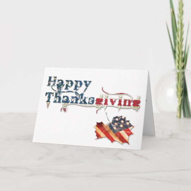 Cartes Pour Fêtes Annuelles bon thanksgiving (drapeau d'automne) (Devant)