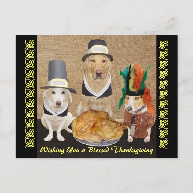 Cartes Pour Fêtes Annuelles Bon thanksgiving drôle personnalisable de chiens (Devant)
