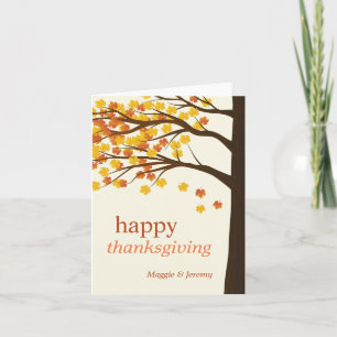 Cartes Pour Fêtes Annuelles Bon thanksgiving élégant arbre d'automne Feuilles