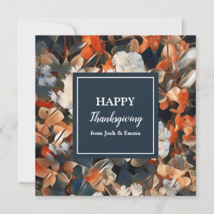 Cartes Pour Fêtes Annuelles Bon thanksgiving élégant script d'automne floral