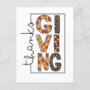 Cartes Pour Fêtes Annuelles Bon thanksgiving Empreinte de léopard Rainbow Turq