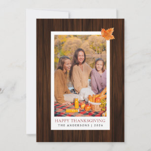 Cartes Pour Fêtes Annuelles Bon thanksgiving en bois rustique photo d'automne