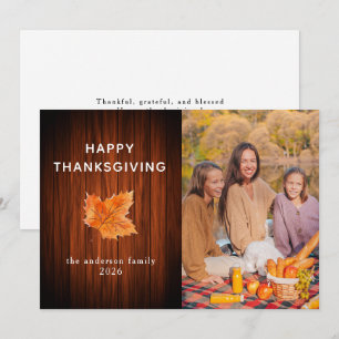 Cartes Pour Fêtes Annuelles Bon thanksgiving en bois rustique photo d'automne