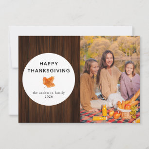 Cartes Pour Fêtes Annuelles Bon thanksgiving en bois rustique photo d'automne