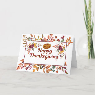 Cartes Pour Fêtes Annuelles Bon thanksgiving Feuilles d'aquarelle, Berries