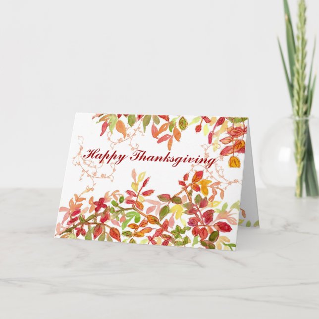 Cartes Pour Fêtes Annuelles Bon thanksgiving Feuilles d'automne Aquarelle (Devant)