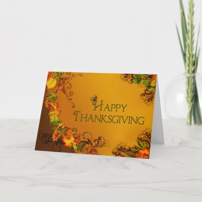 Cartes Pour Fêtes Annuelles Bon thanksgiving - Feuilles d'automne - Christian (Devant)
