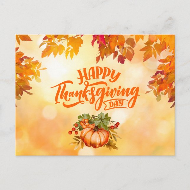 Cartes Pour Fêtes Annuelles Bon thanksgiving Feuilles d'automne et Citrouille (Devant)