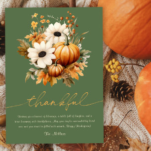 Cartes Pour Fêtes Annuelles Bon thanksgiving Floral Rustique Vert olive