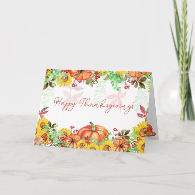 Cartes Pour Fêtes Annuelles Bon thanksgiving Floral Thanksgiving (Devant)