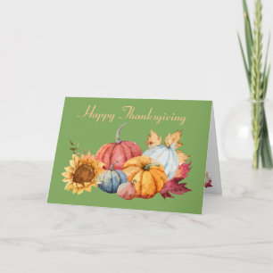 Cartes Pour Fêtes Annuelles Bon thanksgiving Gourd et tournesol