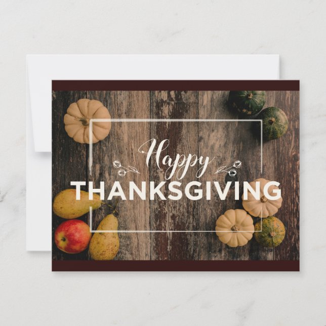 Cartes Pour Fêtes Annuelles Bon thanksgiving Gourds sur bois rustique (Devant)