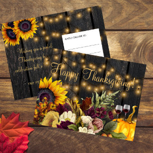 Cartes Pour Fêtes Annuelles Bon thanksgiving grange bois rustique Thanksgiving