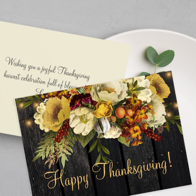 Cartes Pour Fêtes Annuelles Bon thanksgiving grange rustique bois Thanksgiving (Créateur téléchargé)