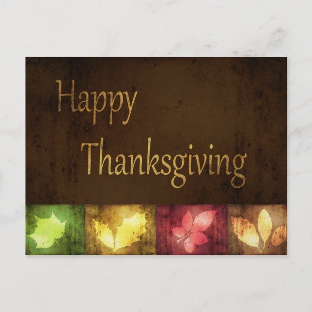 Cartes Pour Fêtes Annuelles Bon thanksgiving Grunge Feuilles (Devant)
