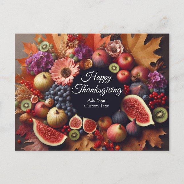 Cartes Pour Fêtes Annuelles Bon thanksgiving Jour Citrouille et colère florale (Devant)