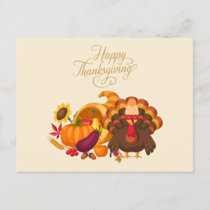 Cartes Pour Fêtes Annuelles Bon thanksgiving mignonne Turquie, corne de abonda