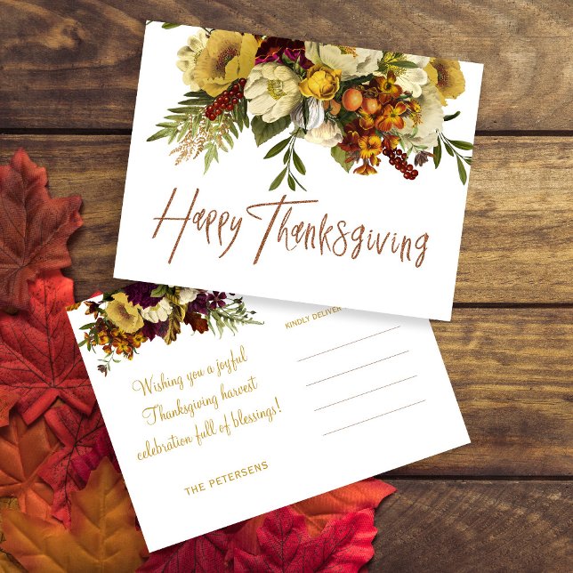 Cartes Pour Fêtes Annuelles Bon thanksgiving moderne automne floral Thanksgivi (Créateur téléchargé)