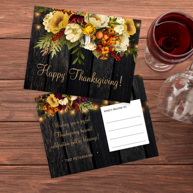Cartes Pour Fêtes Annuelles Bon thanksgiving moderne bois rustique Thanksgivin (Créateur téléchargé)