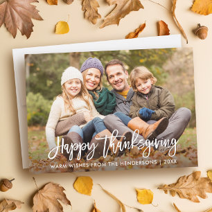 Cartes Pour Fêtes Annuelles Bon thanksgiving Moderne Brush Script Photo