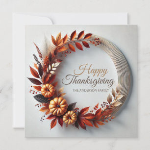 Cartes Pour Fêtes Annuelles Bon thanksgiving moderne Floral Wreath Custom