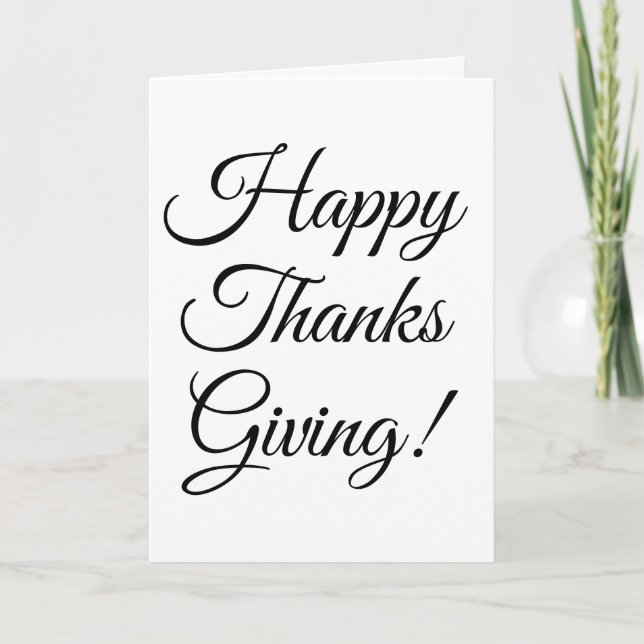 Cartes Pour Fêtes Annuelles Bon thanksgiving noir script personnalisé élégant (Devant)