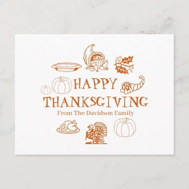 Cartes Pour Fêtes Annuelles Bon thanksgiving nom de famille personnalisé (Devant)