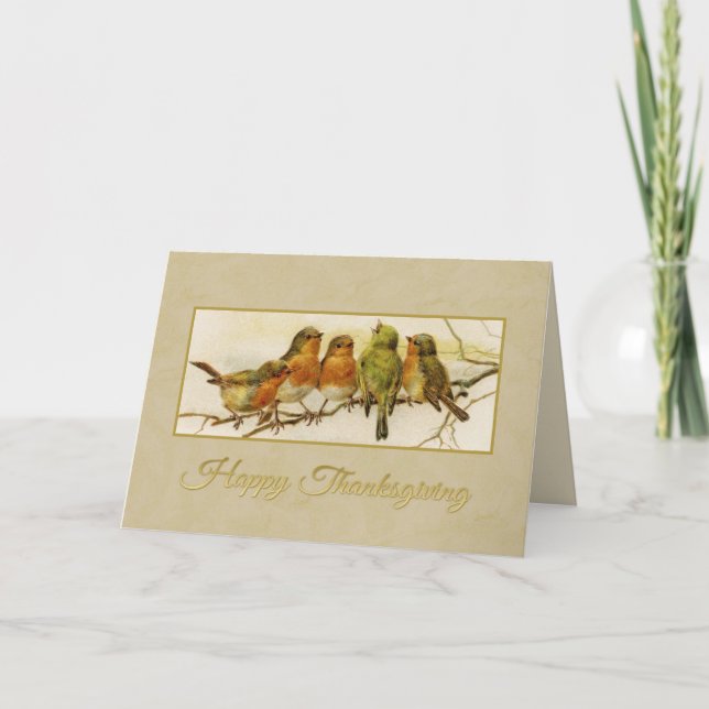 Cartes Pour Fêtes Annuelles Bon thanksgiving oiseaux Vintages (Devant)