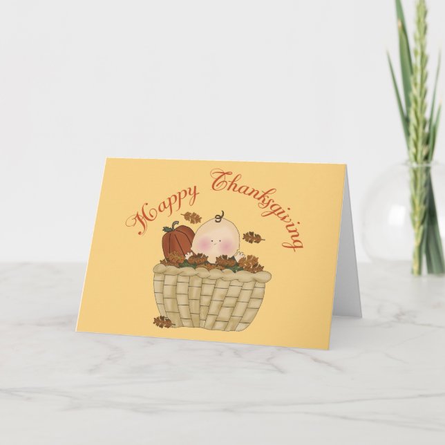 Cartes Pour Fêtes Annuelles Bon thanksgiving Panier bébé Cadeau (Devant)