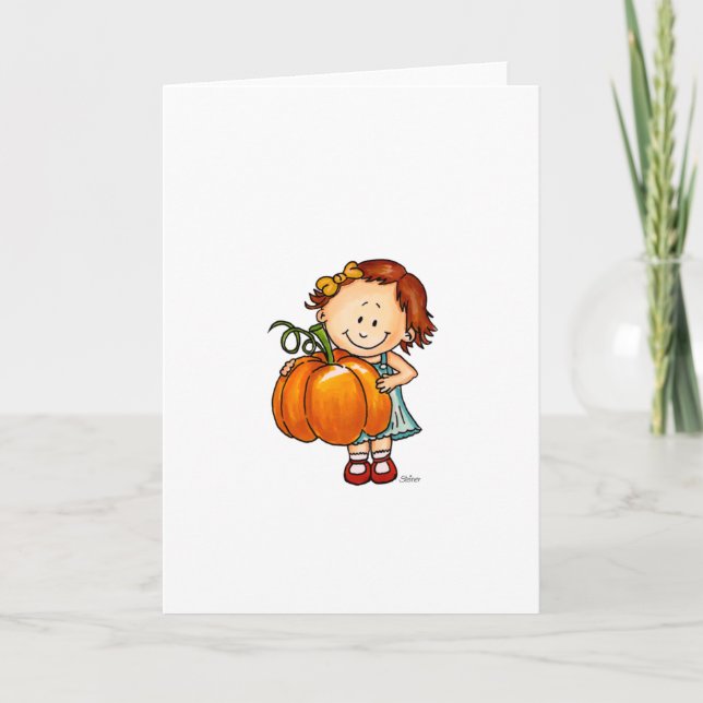 Cartes Pour Fêtes Annuelles Bon thanksgiving - Petite fille avec un grand Citr (Devant)