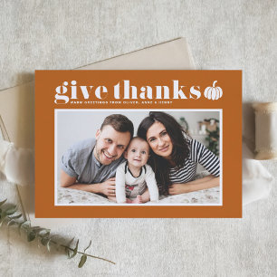 Cartes Pour Fêtes Annuelles Bon thanksgiving photo Orange Give Thanks