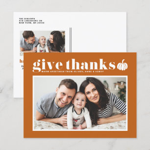 Cartes Pour Fêtes Annuelles Bon thanksgiving photo Orange Give Thanks