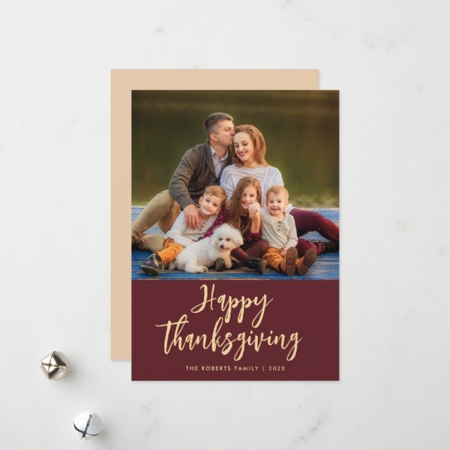 Cartes Pour Fêtes Annuelles bon thanksgiving photo personnalisé vacances (Devant/Arrière en situation)