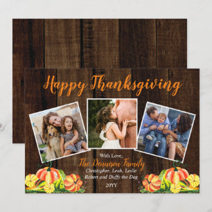 Cartes Pour Fêtes Annuelles Bon thanksgiving photo Rustic Woodsy Citrouille