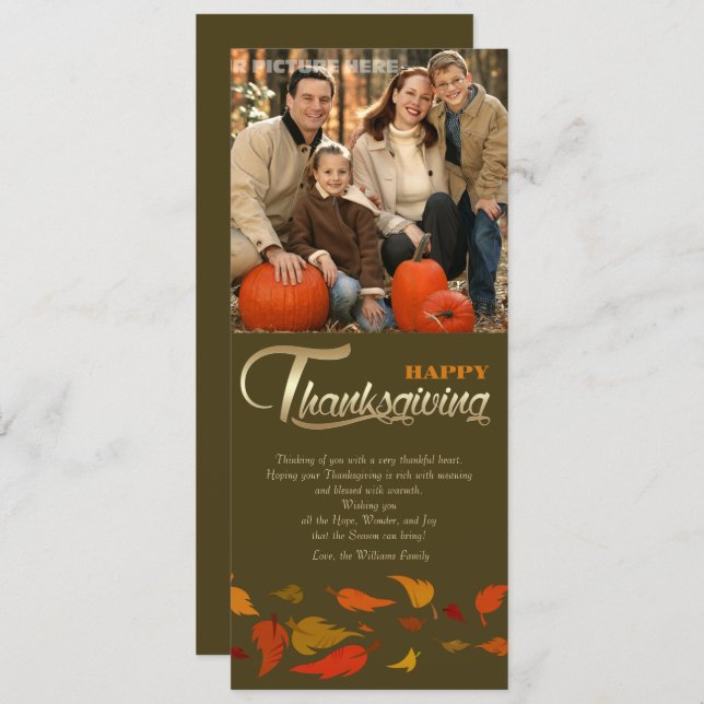 Cartes Pour Fêtes Annuelles Bon thanksgiving. Photo Thanksgiving (Devant / Derrière)