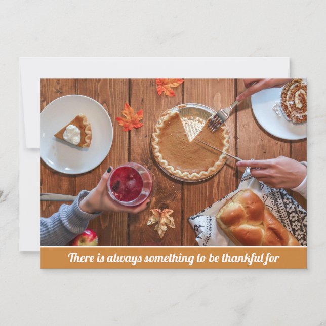 Cartes Pour Fêtes Annuelles Bon thanksgiving Pie Vin Drôle Typographie Plat (Devant)