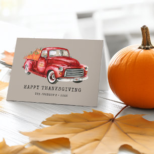 Cartes Pour Fêtes Annuelles Bon thanksgiving Red Truck Citrouilles Photo