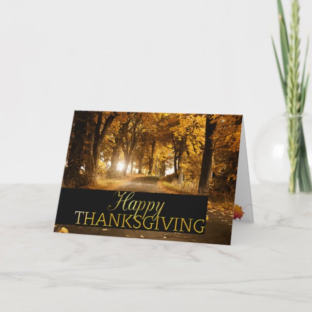 Cartes Pour Fêtes Annuelles Bon thanksgiving Route d'automne (Devant)