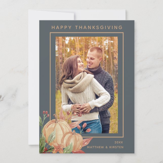Cartes Pour Fêtes Annuelles Bon thanksgiving Rustique Automne Citrouille Photo (Devant)