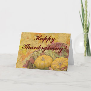 Cartes Pour Fêtes Annuelles Bon thanksgiving Rustique automne laisse Gourds