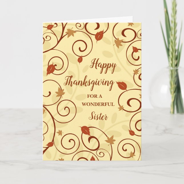 Cartes Pour Fêtes Annuelles Bon thanksgiving-soeur des Feuilles d'automne (Devant)