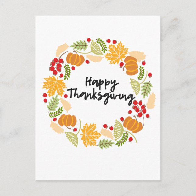 Cartes Pour Fêtes Annuelles BON THANKSGIVING, Thanksgiving Wreath, mignonne (Devant)
