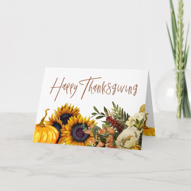 Cartes Pour Fêtes Annuelles Bon thanksgiving tournesol citrouille Thanksgiving (Devant)