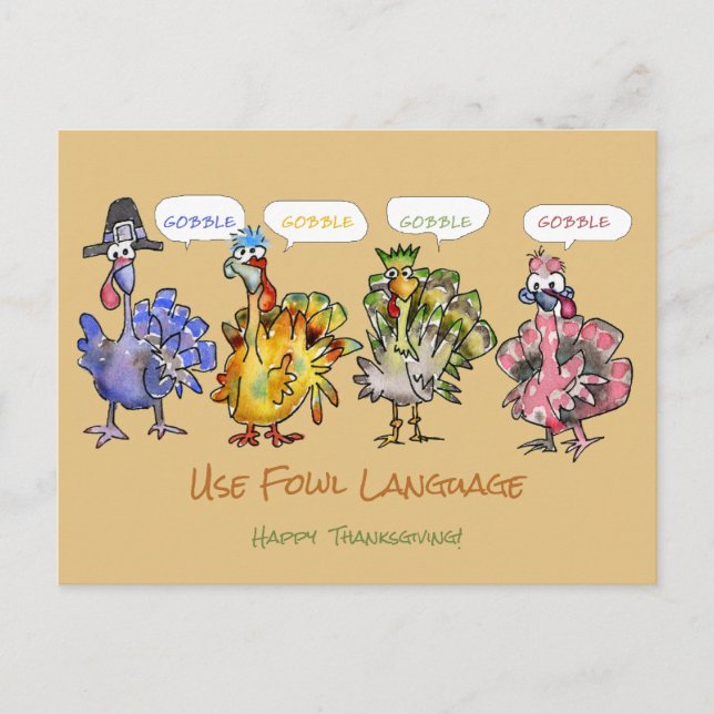 Cartes Pour Fêtes Annuelles Bon thanksgiving Turkeys Fowl (Devant)